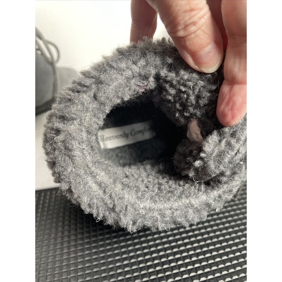 Heavenly Comfort Gray Sherpa Leather Suede Ankle Boots Size 7W Woman’s Booties - Picture 10 of 12